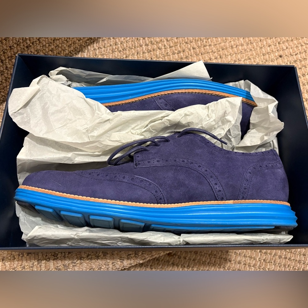 Cole Haan Purple Suede Oxfords with Blue Soles